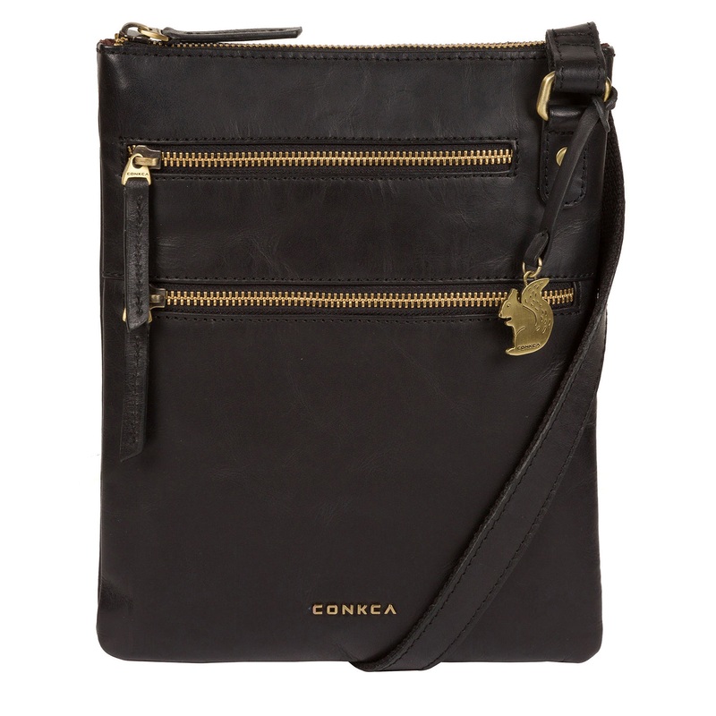 'Spriza' Black Handcrafted Leather Cross-Body Bag