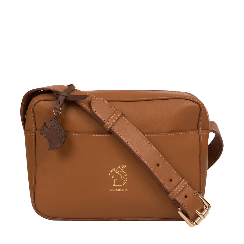 'Tatum' Saddle Tan Vegetable-Tanned Leather Cross Body Bag