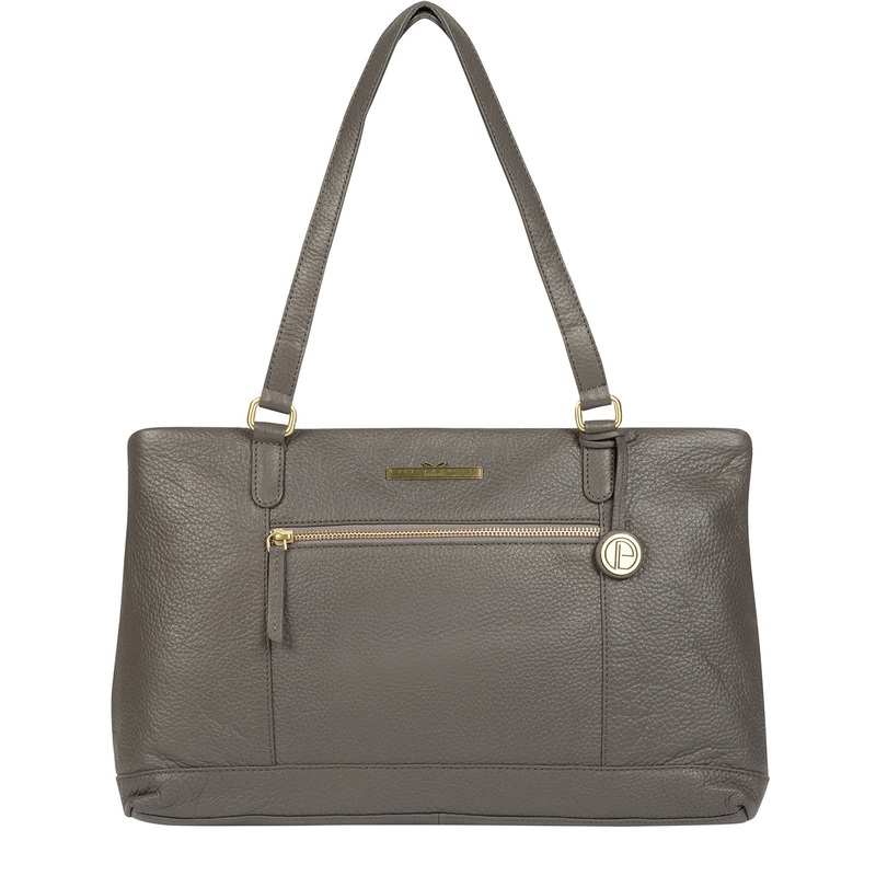 'Thea' Grey Leather Shoulder Bag