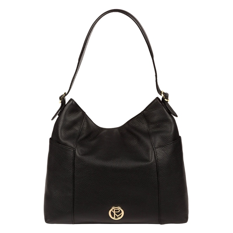 'Trinette' Black Leather Shoulder Bag