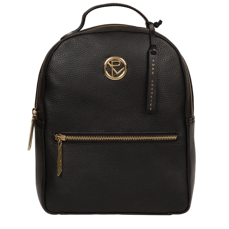 'Zuria' Black Leather Backpack