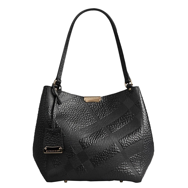 Embossed Check Leather Small Canterbury Tote