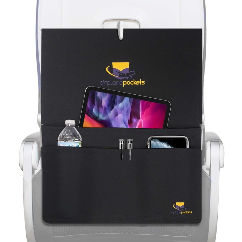 Sanitary Tray + Table Cover with Pockets for Planes, Patented Design with Multiple Compartments, Travel Organizing Accessory for Comfortable Flight