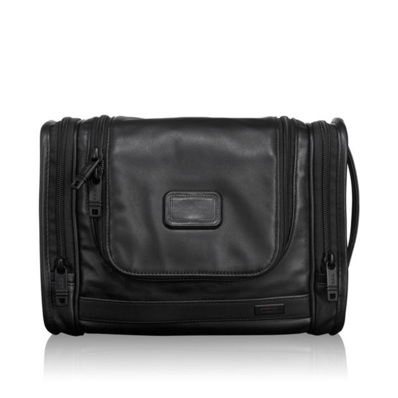 Alpha Leather Travel Men's Hanging Travel Kit