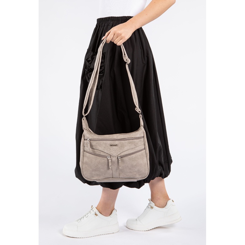 Faux Leather Multi Zip Cross Body Bag