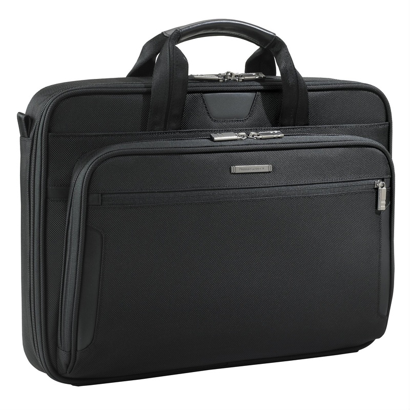 @work Single Gusset Accented Slim Business Briefcase