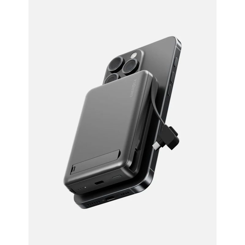 Energea Magpac Pro Plus | 10000mAh Qi2 Powerbank w/ Built-In Cable - Gunmetal Black