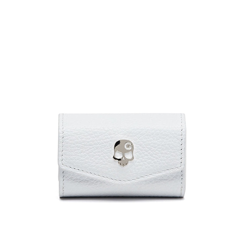 Monster G Italian Genuine Leather Golf Clip Type Ball Pouch White