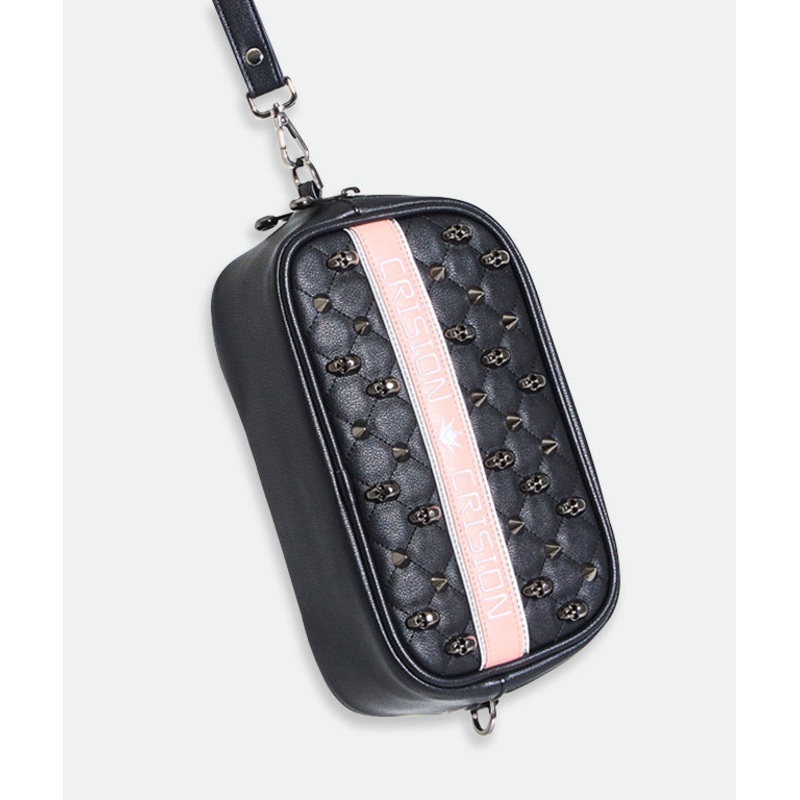 Verabone Collection Two Zipper Pouch Bag - Black / Pink