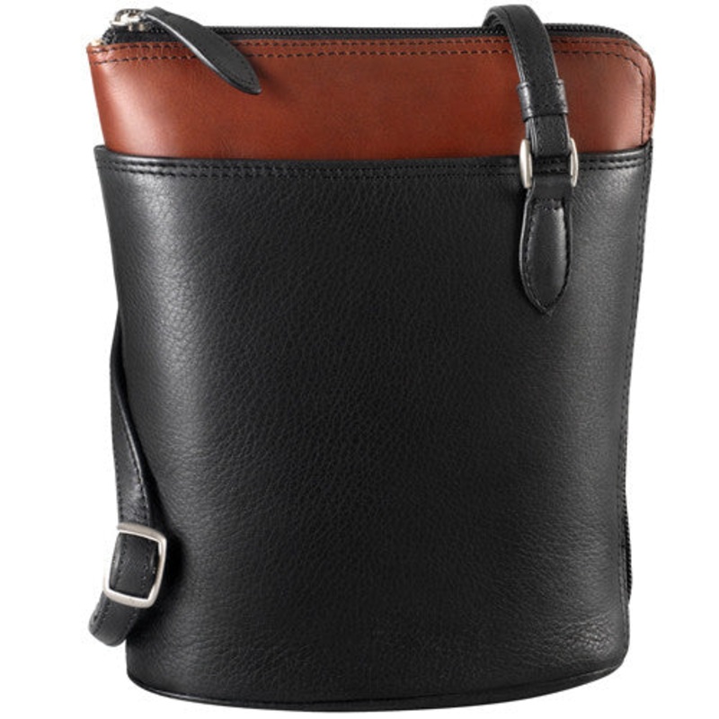 Derek Alexander Leather Ladies' Handbag Slim 2-Tone North/South 2 Sided Zip Crossbody