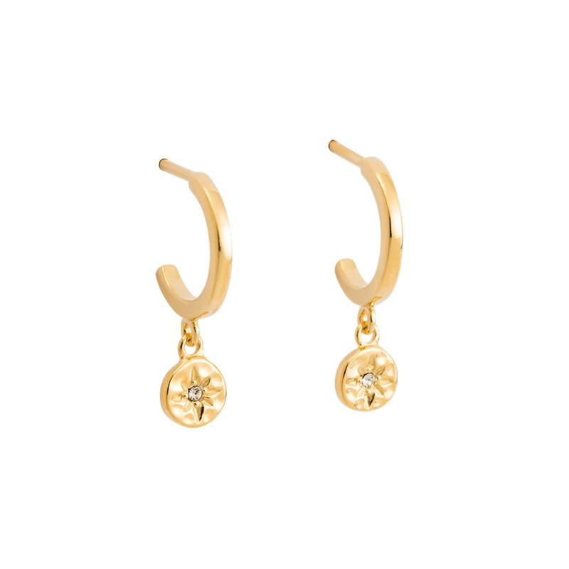 Kirstin Ash Star Coin Hoop Earrings w/ 18K Gold Vermeil