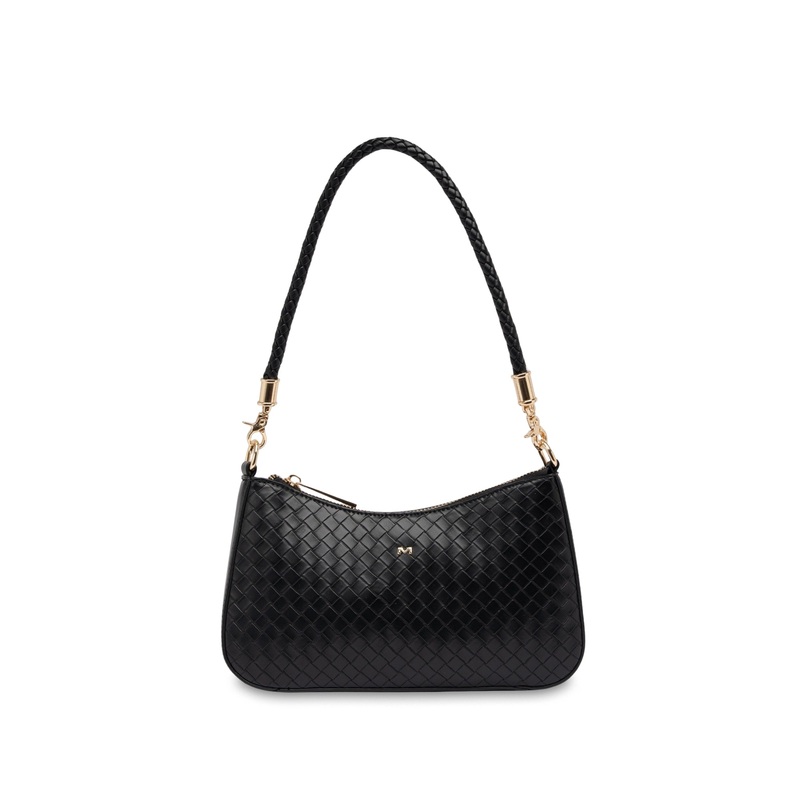 Mocha Lucy Woven Crossbody Bag - Black