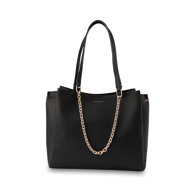 Mocha Sienna Stud Tote Bag - Black