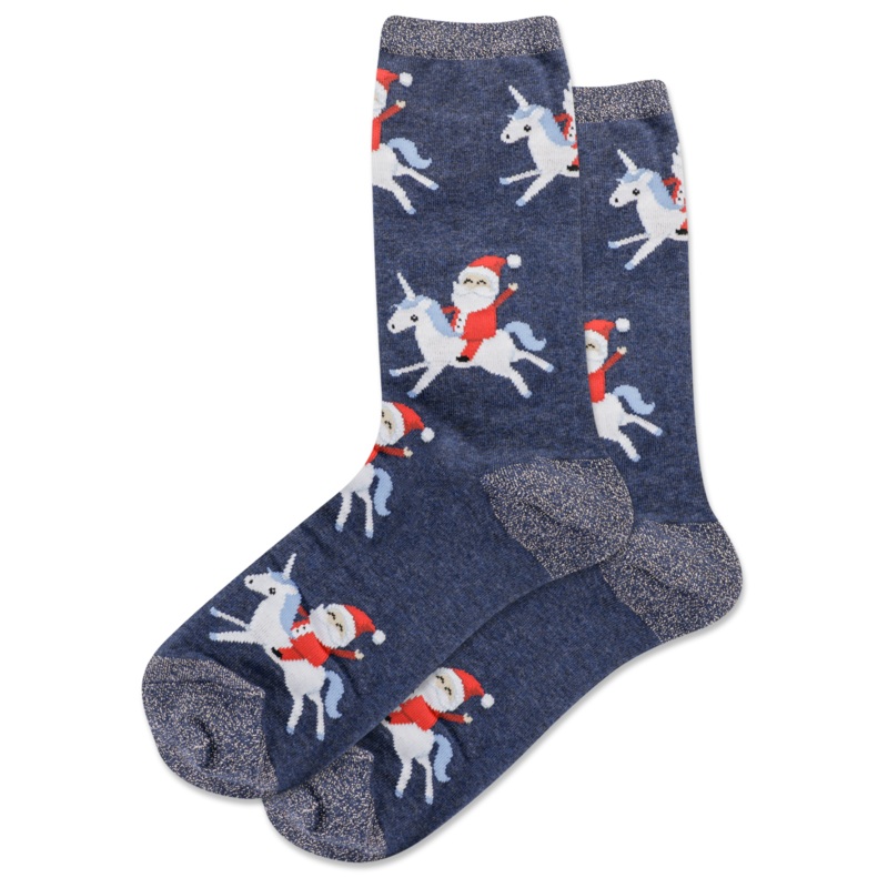 WOMEN'S SANTA UNICORN CREW SOCKS