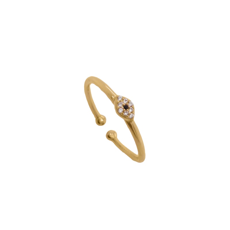 Gregio Just Must Adjustable Ring w/ Evil Eye - Gold