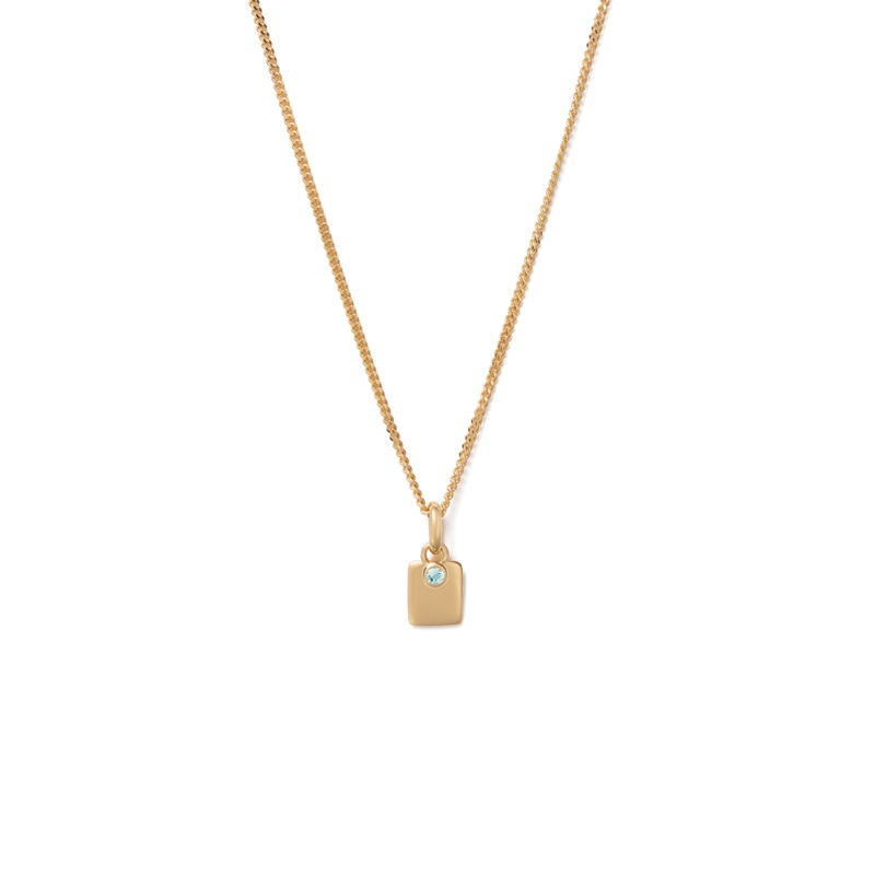 Kirstin Ash Engravable Birthstone Necklace Aquamarine (March) - Gold