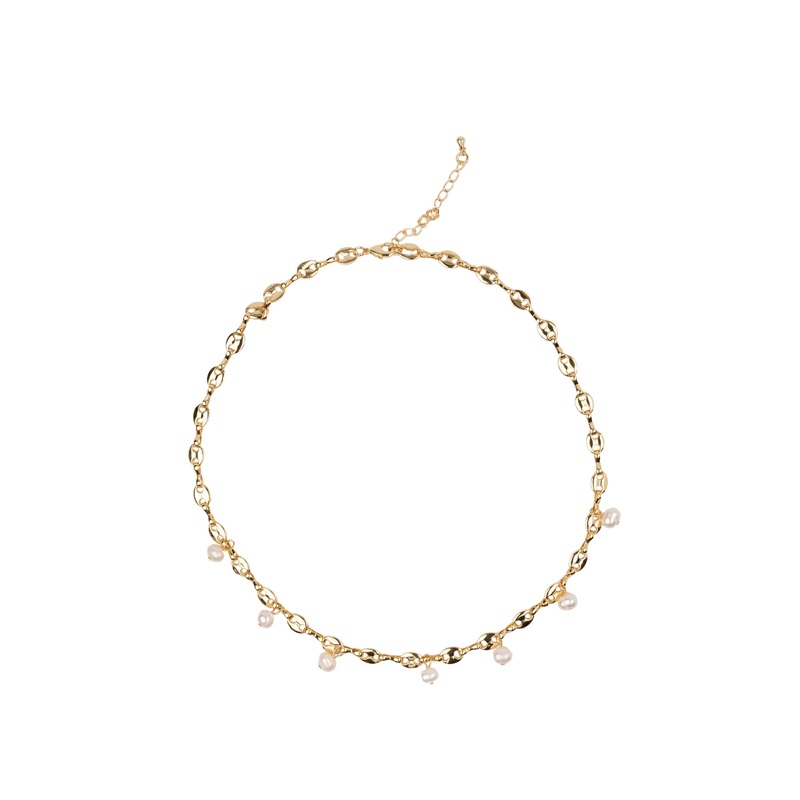 Mocha Ariella Pearl Necklace- Gold