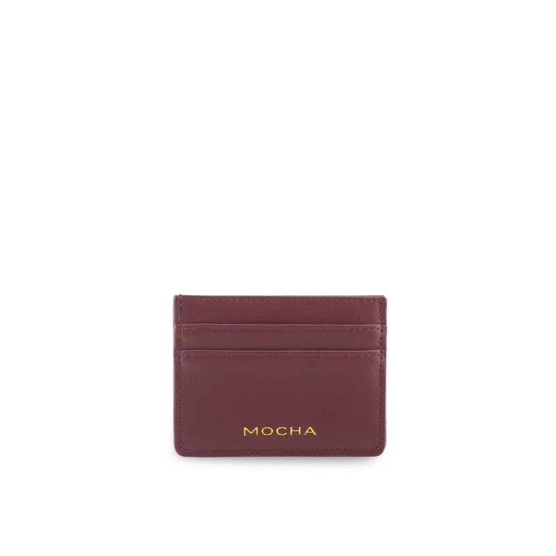 Mocha Avery Simple Card Holder- Burgundy