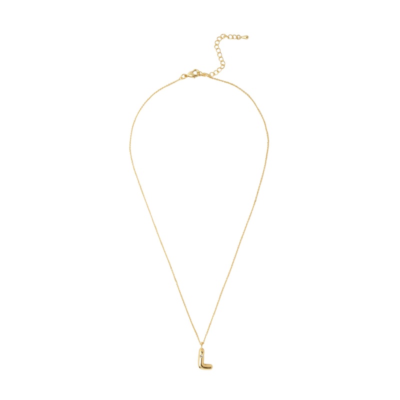 Mocha Bubble Initial Necklace - L - Light Gold