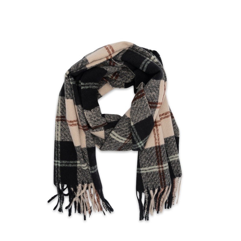 Mocha Comfy Check Scarf - Mint Multi