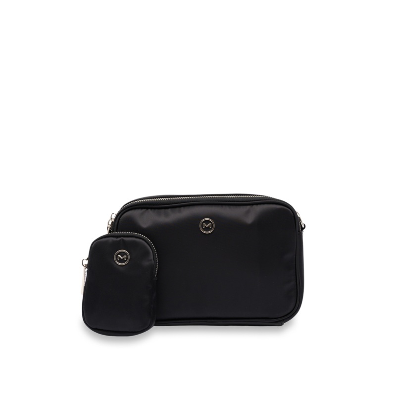 Mocha Ebby Double Zip Crossbody Bag - Black