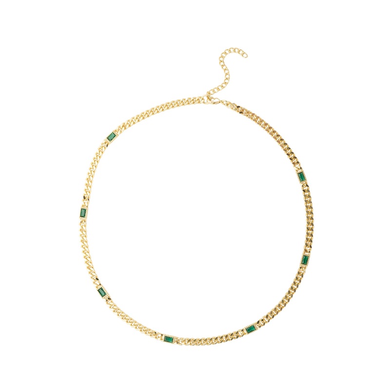 Mocha Emerson Chain Necklace - Emerald/Gold