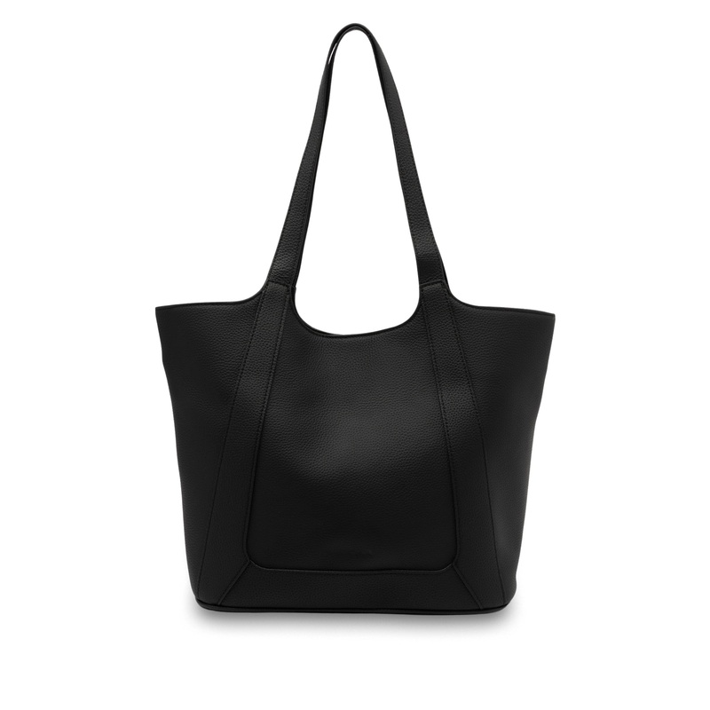 Mocha Gianna Leather Tote Bag- Black