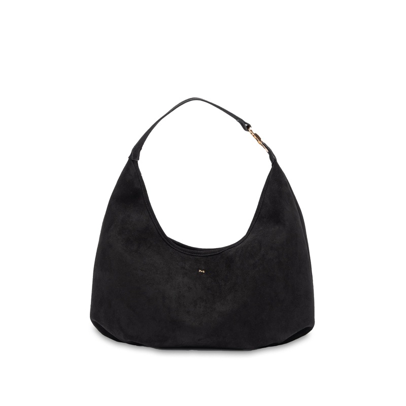 Mocha June Suede Hobo Bag - Black