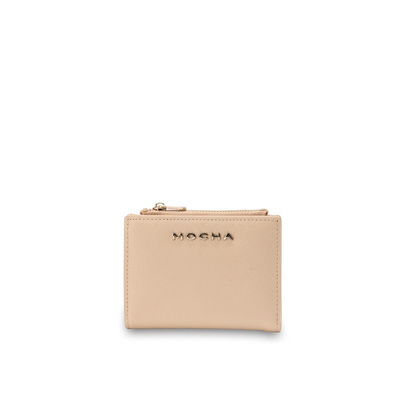 Mocha Kristin Mini Leather Wallet - Cream