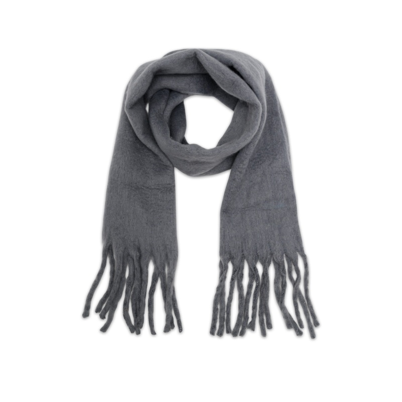 Mocha Tassel Winter Scarf - Dusty Blue