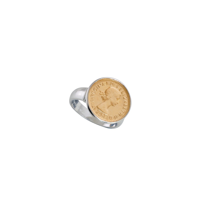 Von Treskow Authentic Threepence Coin Ring - Gold