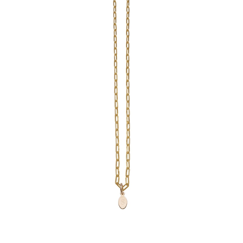 Von Treskow Fine Clip Chain Necklace w/ Oval Initial Charm - Gold