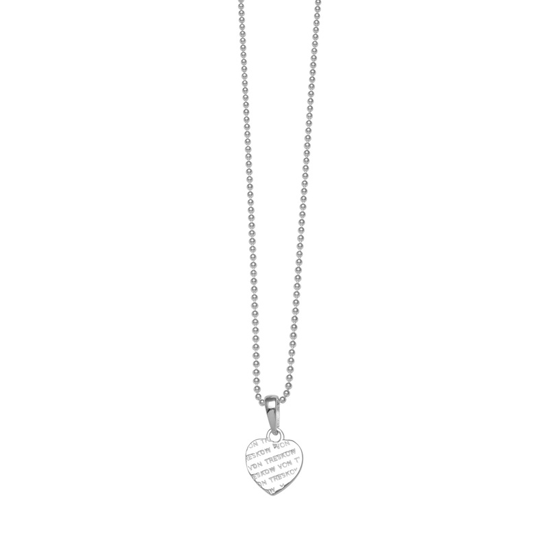 Von Treskow Ss Fine Ball Chain Necklace w/ Mini Liebe Heart Pendant