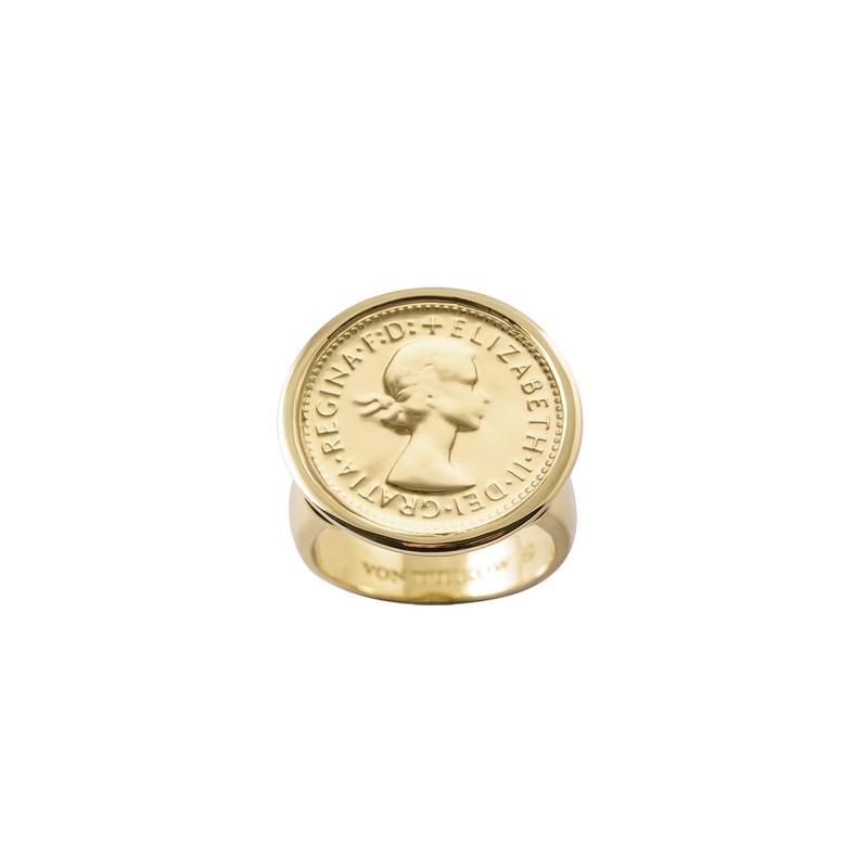 Von Treskow Yg Plated Authentic Australian Sixpence Coin Ring