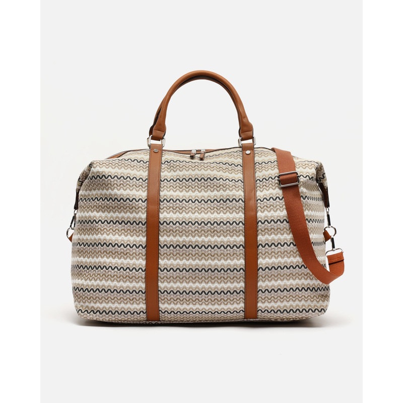 Tarvos bolsa fin de semana con estampado jacquard y bandolera extrable