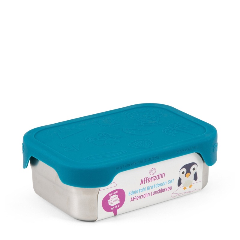 Affenzahn Edelstahl - Brotzeitbox 16.5 cm (petrol)