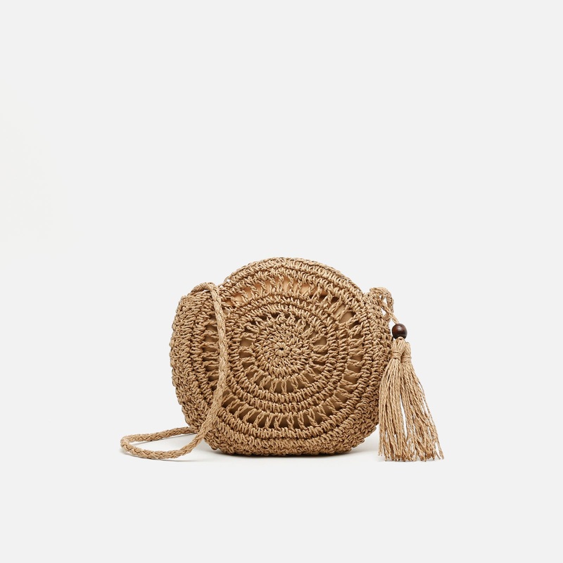 Roundy bolso bandolera redondo efecto rafia