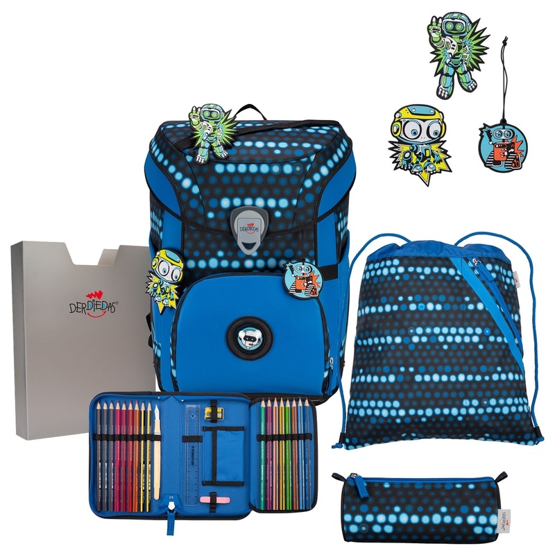 DerDieDas ErgoFlex Easy Exklusiv Superflash - Schulranzen Set 5 tlg. 950g (Blue Robot)