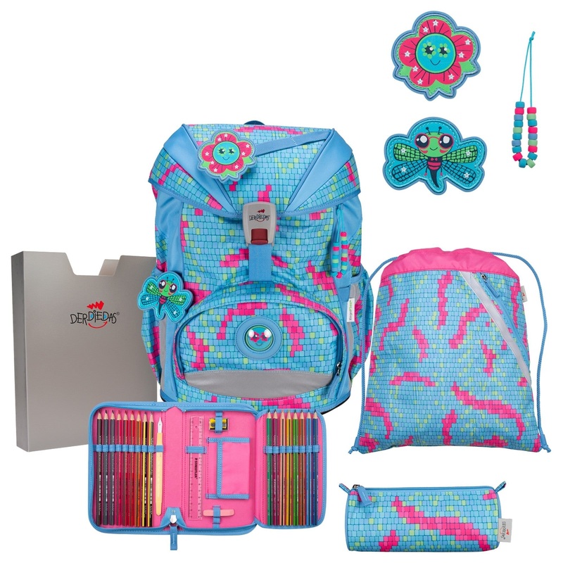 DerDieDas ErgoFlex - Schulranzen Set 5tlg. 800g (Happy Pixel)