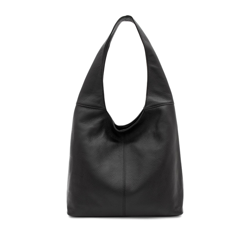 Black Genuine Italian Leather Hobo Shoulder Bag