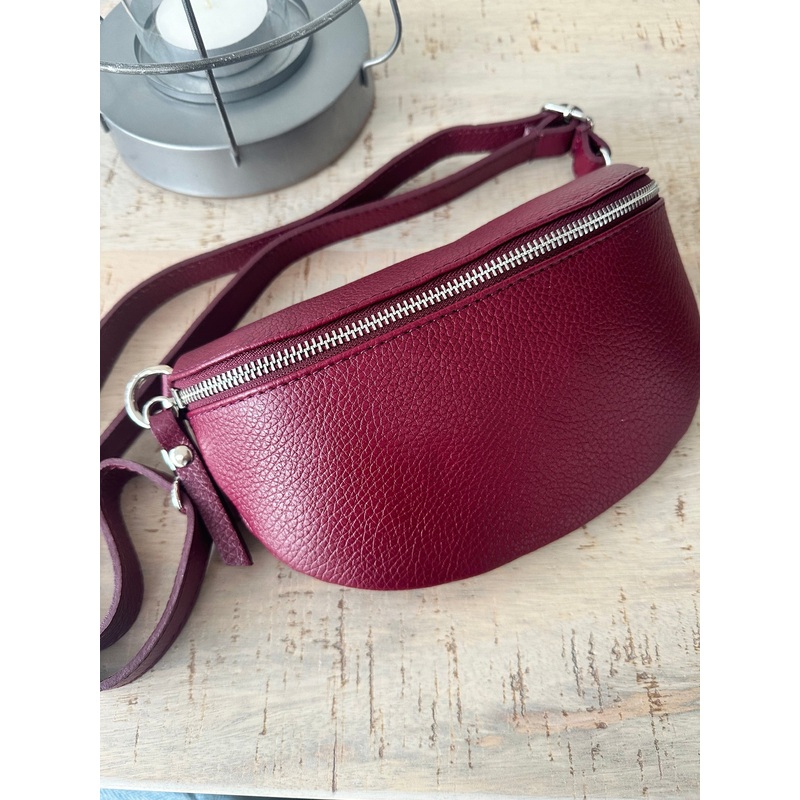 Burgundy Italian leather Bum Bag / Chest Bag / Sling Bag