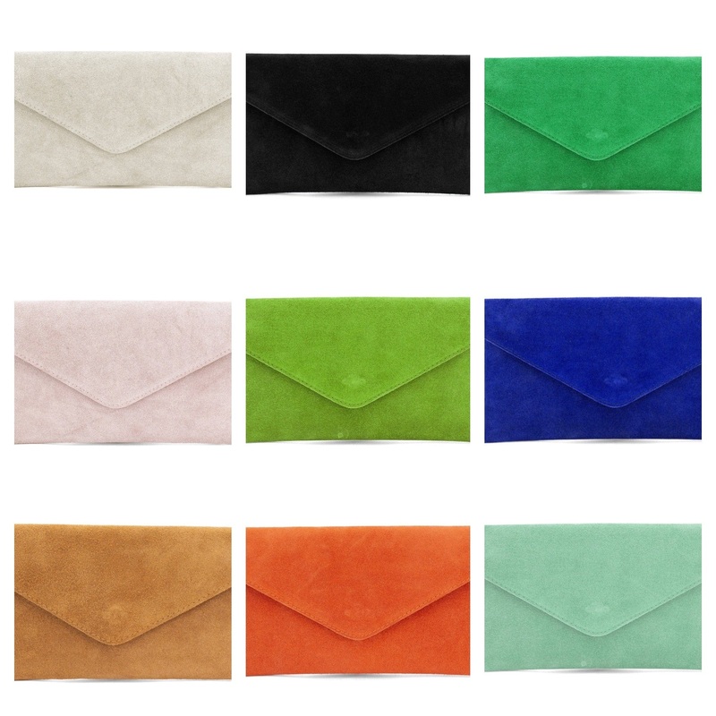 Genuine Suede Leather Envelope Clutch Bag , 10 Colours Available