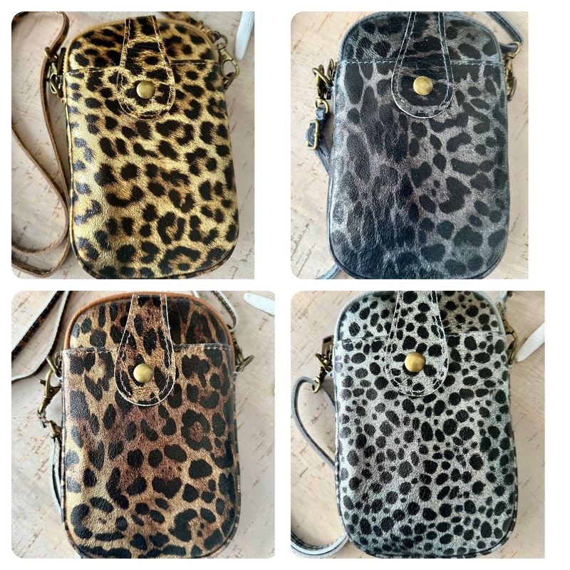 Italian leather crossbody phone bag - 4 Animal Print Designs.