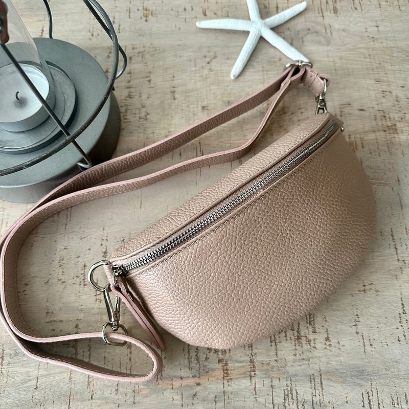 Nude Pale Pink Italian Leather Bum Bag / Chest Bag