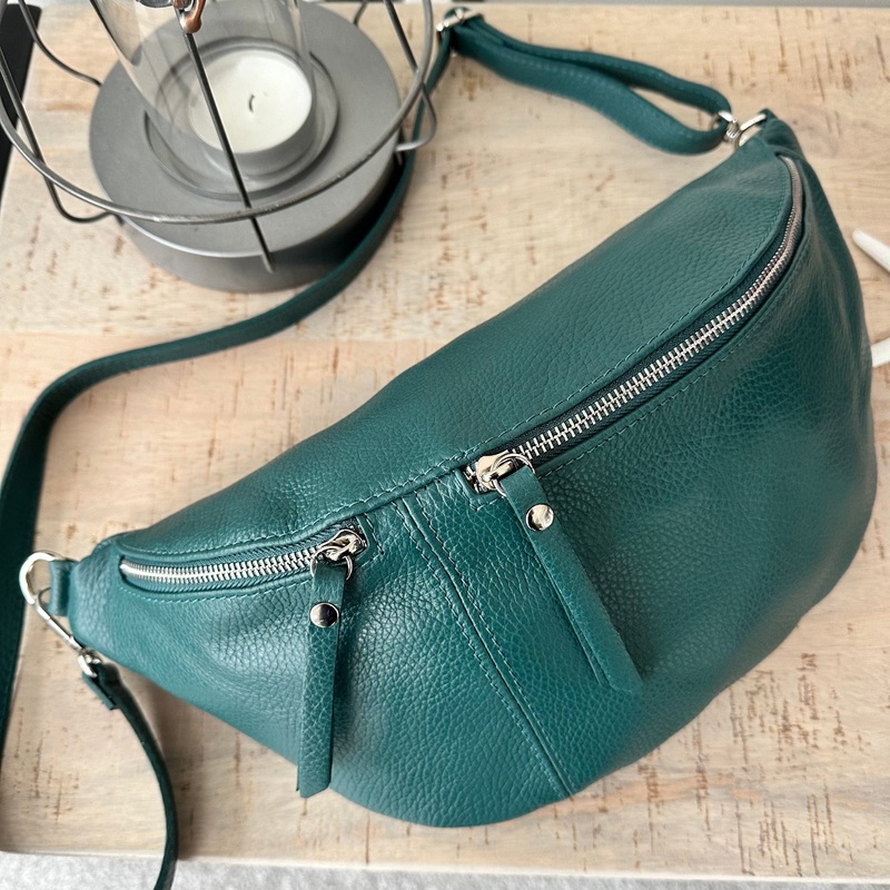 Teal Italian Leather Sling Bag / Chest Bag