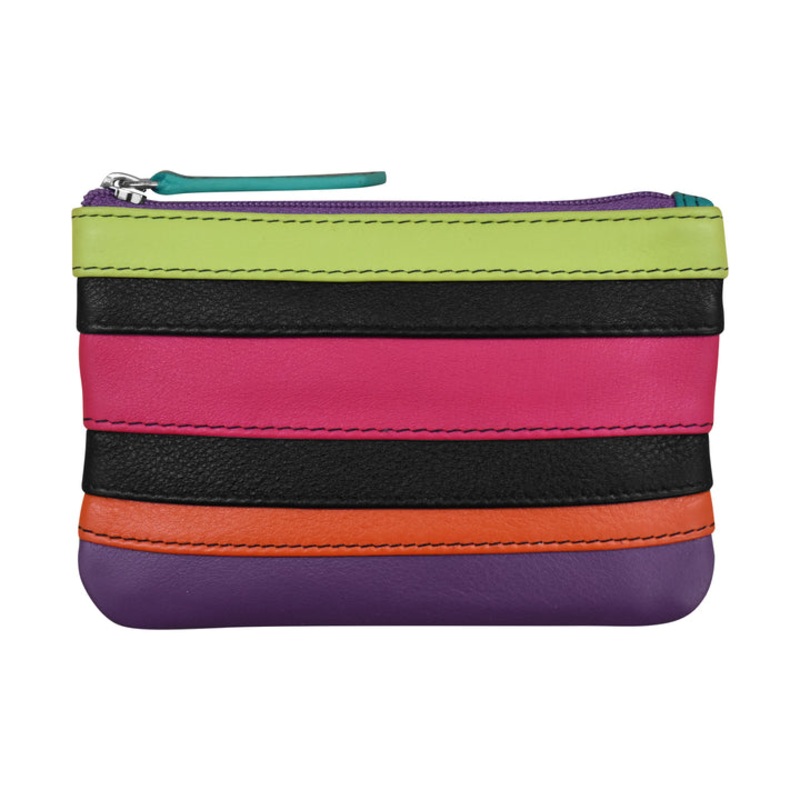 Leather Stripe Coin Purse with key ring