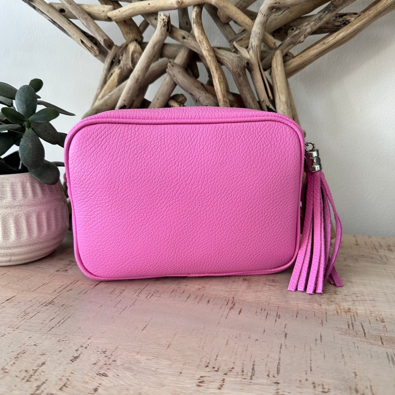 Soft Pastel Pink Italian Leather Exclusive Crossbody Camera Bag / Handbag