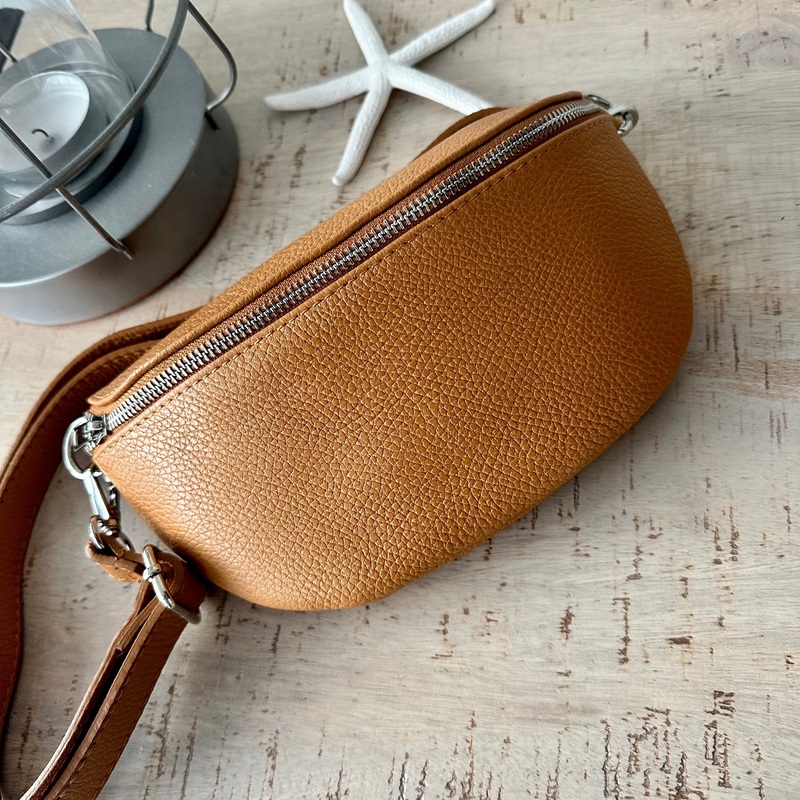 Tan Italian Leather Bum Bag / Chest Bag