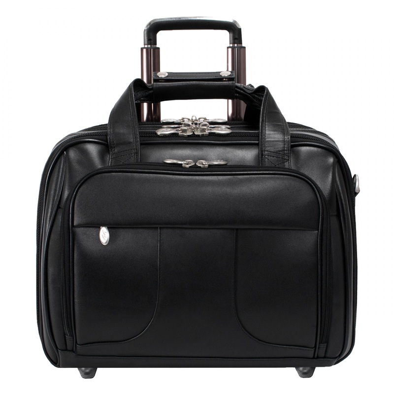 McKlein USA Chicago 15.6" Leather Wheeled Laptop with Removable Briefcase