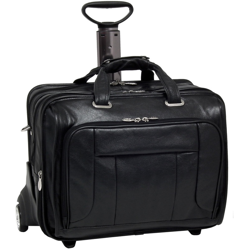 Mcklein S Series West Town Leather Fly-Through 17In Wheeled Laptop Case